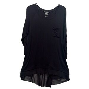 Ali Miles Womens Size S Black 3/4 Sleeve Pullover Scoop Neck Top (S6)